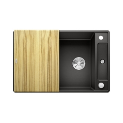 BLANCO AXIA III 45 S-F Silgranit czarny odwracalny, korek auto., InFino, deska jesionowa