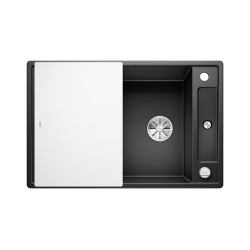 BLANCO AXIA III 45 S Silgranit czarny odwracalny, korek auto., InFino, deska szkło białe
