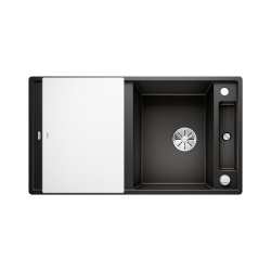 BLANCO AXIA III 5 S Silgranit czarny odwracalny, korek auto., InFino, deska szkło białe