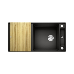 BLANCO AXIA III XL 6 S-F Silgranit czarny odwracalny, korek auto., InFino, deska jesionowa
