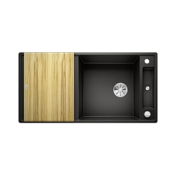 BLANCO AXIA III XL 6 S Silgranit czarny odwracalny, korek auto., InFino, deska jesionowa