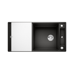 BLANCO AXIA III XL 6 S Silgranit czarny odwracalny, korek auto., InFino, deska szkło białe