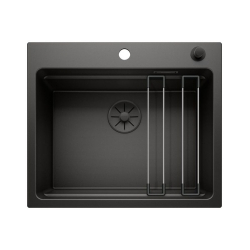 BLANCO ETAGON 6 Edition Silgranit czarny, korek auto., InFino, kratka przelewowa czarna, dźwignia czarna, szyny