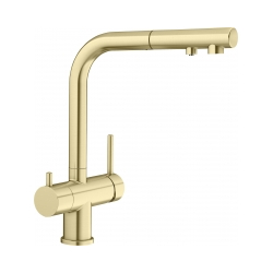 BLANCO FONTAS-S II Satin GOLD z wyciąganą wylewką