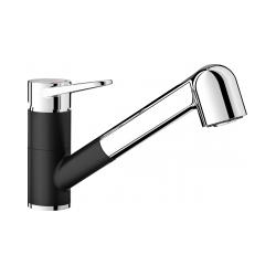 BLANCO WEGA-S II Silgranit-Look czarny/chrom z wyciąganą wylewką