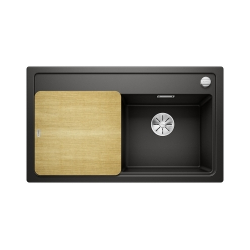 BLANCO ZENAR 45 S Silgranit czarny prawa, korek auto., InFino, deska jesionowa