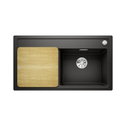 BLANCO ZENAR 5 S Silgranit czarny prawa, korek auto., InFino, deska jesionowa