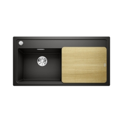 BLANCO ZENAR XL 6 S Silgranit czarny lewa, korek auto., InFino, deska jesionowa