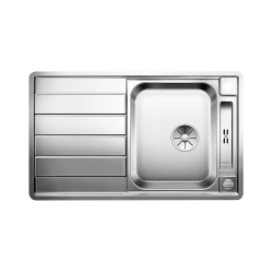 BLANCO AXIS III 45 S-IF stal polerowana odwracalny, korek auto., InFino, deska szkło białe