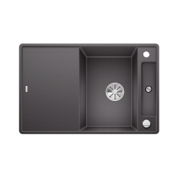 BLANCO AXIA III 45 S-F Silgranit szarość skały odwracalny, korek auto., InFino, deska jesionowa