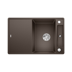 BLANCO AXIA III 45 S-F Silgranit kawowy odwracalny, korek auto., InFino, deska szkło białe