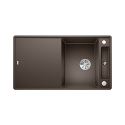 BLANCO AXIA III 5 S-F Silgranit kawowy odwracalny, korek auto., InFino, deska szkło białe
