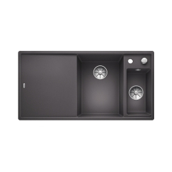 BLANCO AXIA III 6 S-F Silgranit szarość skały prawa, korek auto., InFino, deska szkło białe, odsączarka stalowa