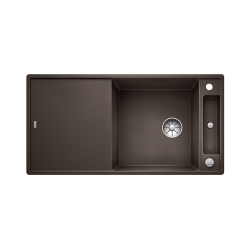 BLANCO AXIA III XL 6 S-F Silgranit kawowy odwracalny, korek auto., InFino, deska szkło białe