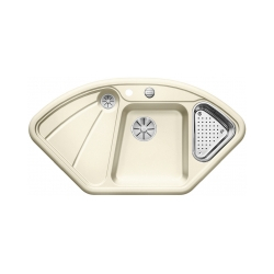 BLANCO DELTA Ceramika PuraPlus Magnolia połysk narożny, korek auto., InFino, odsączarka stalowa