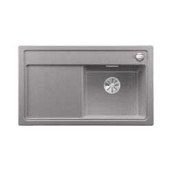 BLANCO ZENAR 45 S-F Silgranit PuraDur Alumetalik prawa, korek auto., InFino, deska jesionowa