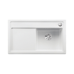 BLANCO ZENAR 45 S-F Silgranit PuraDur Biały prawa, korek auto., InFino, deska jesionowa