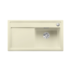 BLANCO ZENAR 5 S Silgranit PuraDur Jaśmin prawa, korek auto., InFino, deska jesionowa