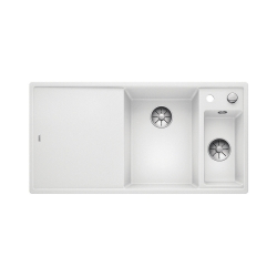 BLANCO AXIA III 6 S Silgranit biały prawa, korek auto., InFino, deska jesionowa, odsączarka stalowa