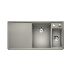 BLANCO AXIA III 6 S Silgranit PuraDur Perłowoszary prawa, korek auto., InFino, deska szkło białe, odsączarka stalowa