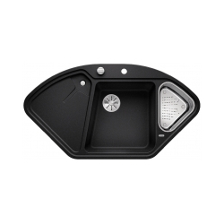 BLANCO DELTA II Silgranit antracyt narożny, korek auto., InFino, odsączarka stalowa