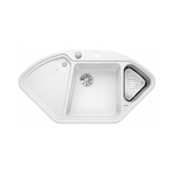 BLANCO DELTA II Silgranit biały narożny, korek auto., InFino, odsączarka stalowa