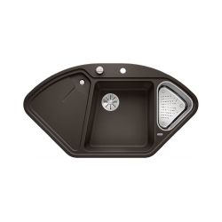 BLANCO DELTA II Silgranit kawowy narożny, korek auto., InFino, odsączarka stalowa