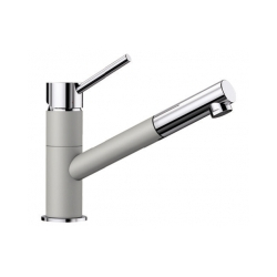 BLANCO KANO-S Silgranit-Look Perłowoszary/Chrom