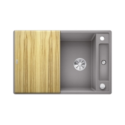 BLANCO AXIA III 45 S Silgranit alumetalik odwracalny, korek auto., InFino, deska jesionowa
