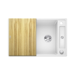 BLANCO AXIA III 45 S Silgranit biały odwracalny, korek auto., InFino, deska jesionowa