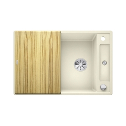 BLANCO AXIA III 45 S Silgranit PuraDur Jaśmin odwracalny, korek auto., InFino, deska jesionowa