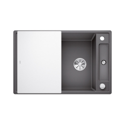 BLANCO AXIA III 45 S Silgranit szarość skały odwracalny, korek auto., InFino, deska szkło białe
