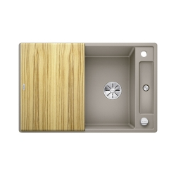 BLANCO AXIA III 45 S Silgranit tartufo odwracalny, korek auto., InFino, deska jesionowa