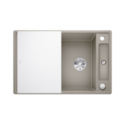 BLANCO AXIA III 45 S Silgranit tartufo odwracalny, korek auto., InFino, deska szkło białe
