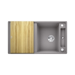 BLANCO AXIA III 5 S Silgranit alumetalik odwracalny, korek auto., InFino, deska jesionowa