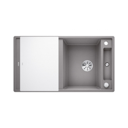 BLANCO AXIA III 5 S Silgranit alumetalik odwracalny, korek auto., InFino, deska szkło białe