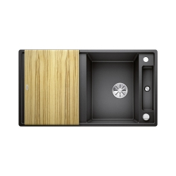 BLANCO AXIA III 5 S Silgranit antracyt odwracalny, korek auto., InFino, deska jesionowa
