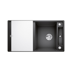 BLANCO AXIA III 5 S Silgranit antracyt odwracalny, korek auto., InFino, deska szkło białe