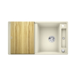 BLANCO AXIA III 5 S Silgranit PuraDur Jaśmin odwracalny, korek auto., InFino, deska jesionowa