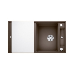 BLANCO AXIA III 5 S Silgranit kawowy odwracalny, korek auto., InFino, deska szkło białe