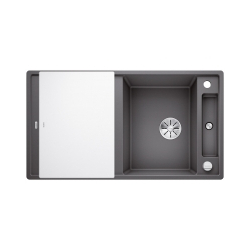 BLANCO AXIA III 5 S Silgranit szarość skały odwracalny, korek auto., InFino, deska szkło białe