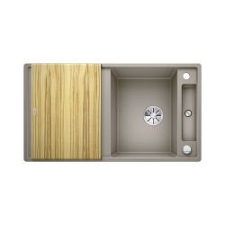 BLANCO AXIA III 5 S Silgranit tartufo odwracalny, korek auto., InFino, deska jesionowa