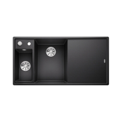 BLANCO AXIA III 6 S-F Silgranit antracyt lewa, korek auto., InFino, deska szkło białe, odsączarka stalowa