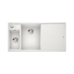 BLANCO AXIA III 6 S-F Silgranit biały lewa, korek auto., InFino, deska szkło białe, odsączarka stalowa