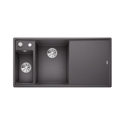BLANCO AXIA III 6 S-F Silgranit szarość skały lewa, korek auto., InFino, deska szkło białe, odsączarka stalowa
