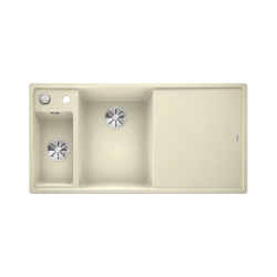 BLANCO AXIA III 6 S Silgranit PuraDur Jaśmin lewa, korek auto., InFino, deska jesionowa, odsączarka stalowa