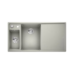 BLANCO AXIA III 6 S Silgranit PuraDur Perłowoszary lewa, korek auto., InFino, deska jesionowa, odsączarka stalowa
