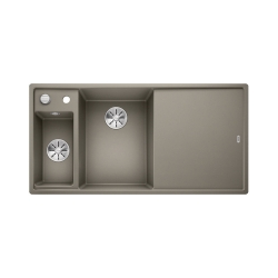 BLANCO AXIA III 6 S Silgranit tartufo lewa, korek auto., InFino, deska szkło białe, odsączarka stalowa
