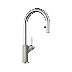 BLANCO CARENA-S Vario Silgranit-Look Perłowoszary/Chrom