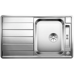 BLANCO AXIS III 45 S-IF stal polerowana odwracalny, korek auto., InFino, deska szkło białe